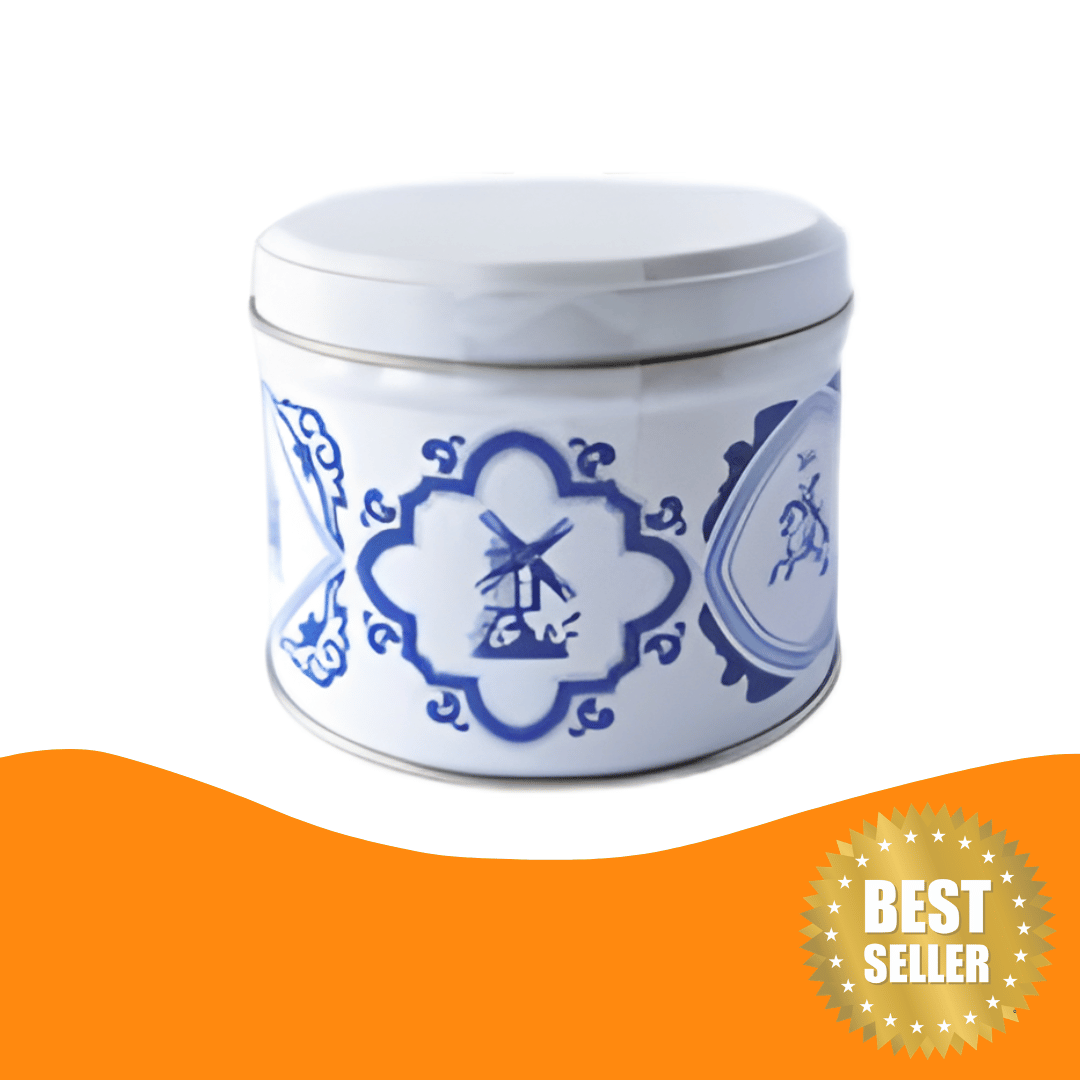 Stroopwafels Caramel Waffles Delfts Blue Tin 230 gram (With Message Card*) (Discounted as slightly dented tin)