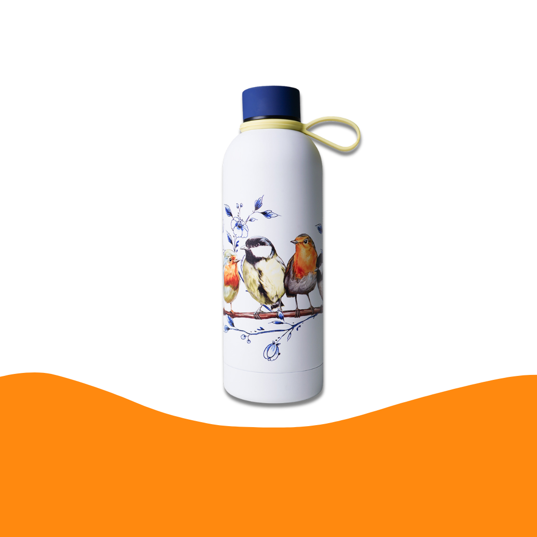 代爾夫特藍瓷風 不銹鋼保溫水樽 (森林小鳥) - 500ml