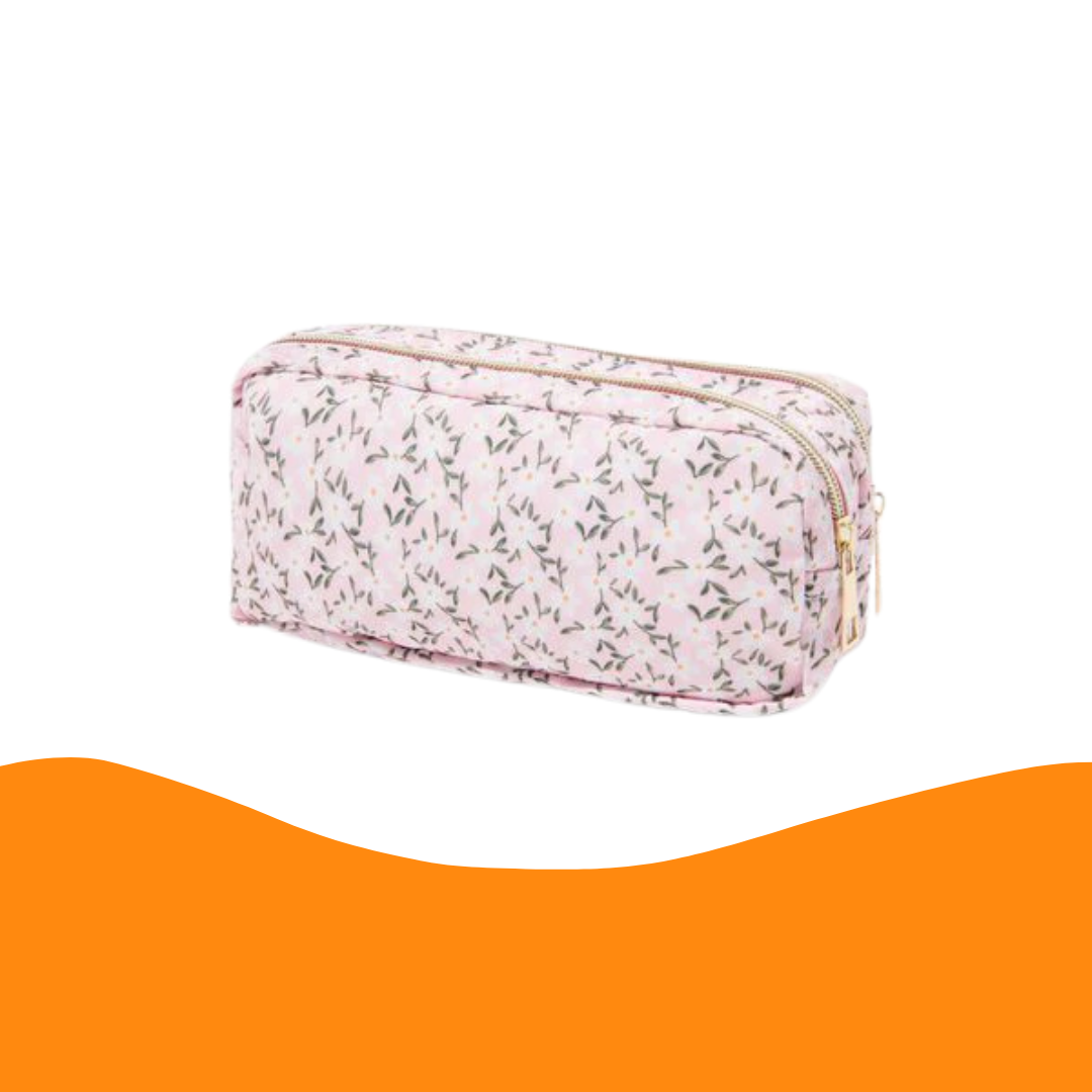 Hema Etui Ondoorzichtige bloemen met dubbele ritssluiting