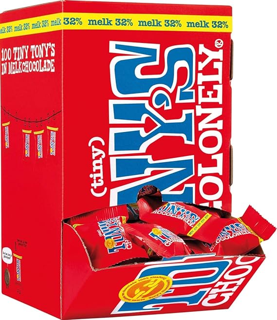 Tony’s Chocolonely 迷你牛奶朱古力盒包裝 (100 小包) 900 克 (連心意卡*)