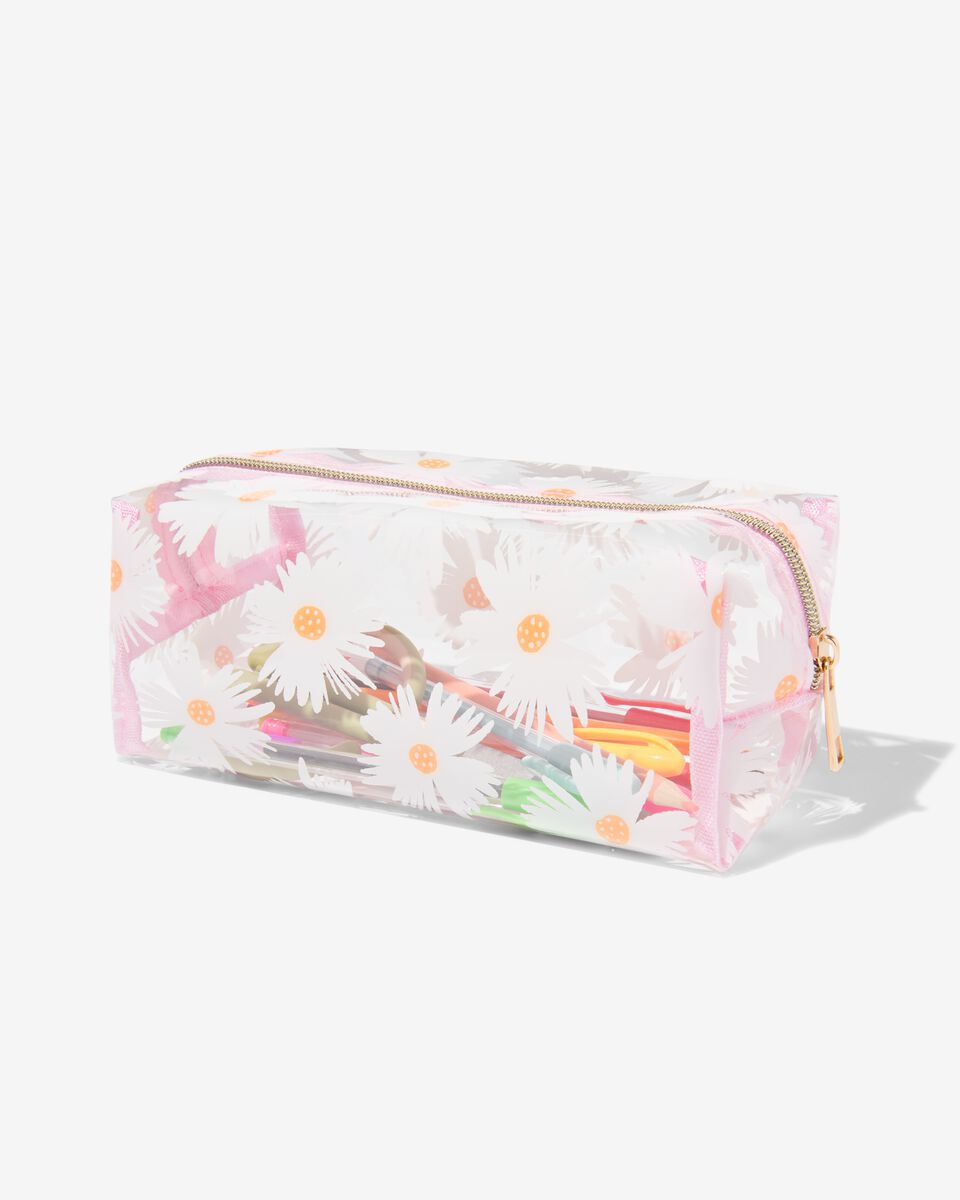 Hema Etui Transparent Flowers with single zip