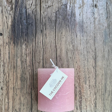 復古質感圓柱蠟燭 (柔粉紅) - 7x7.5cm