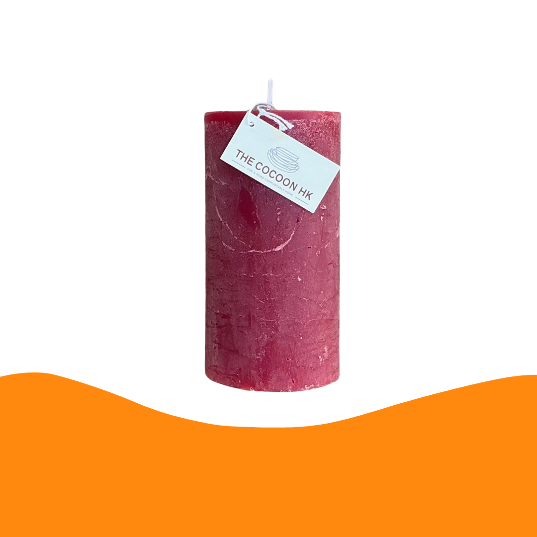 Rustic Pillar Candle 7x13cm Red