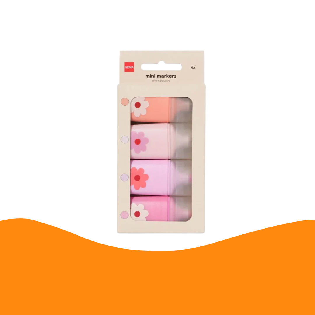 Hema Mini Bloemen Markers set van 4 verschillende kleuren