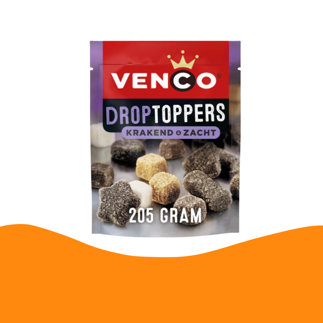 Venco Droptoppers Krakend Zacht 荷蘭脆皮軟心甘草糖（215克）