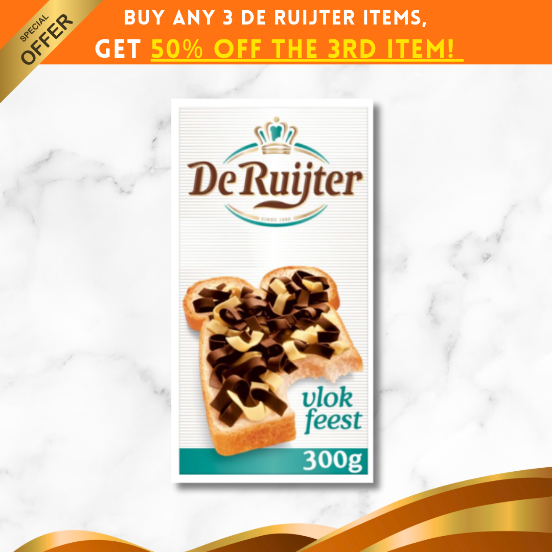 De Ruijter Vlokfeest 朱古力雲呢拿雙味薄片（300克）