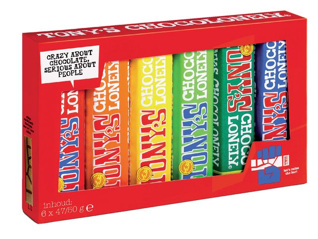 Tony's Chocolonely 朱古力棒 6 條裝 2 x 50 克 & 4 x 47 克 (連心意卡*）