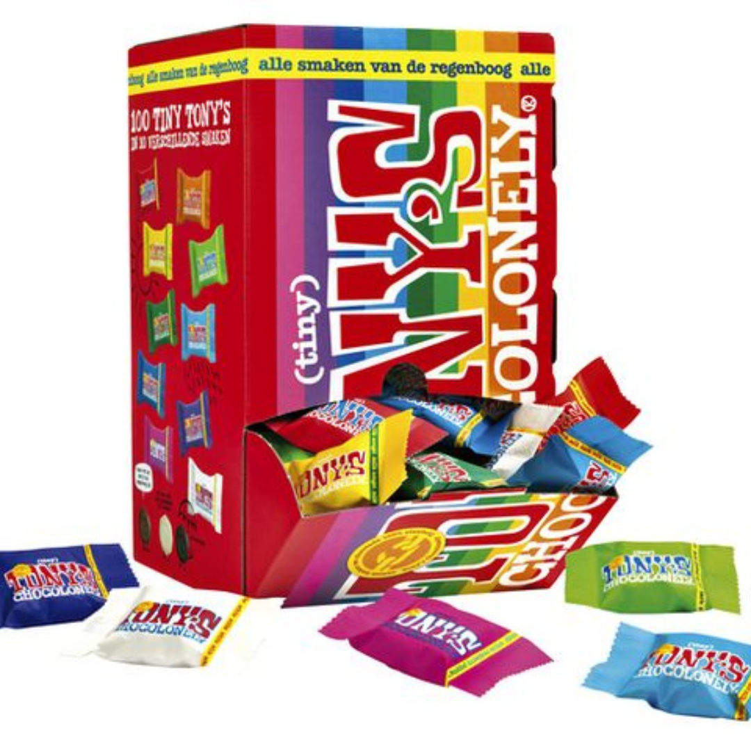 Tony's Chocolonely Tony’s Chocolonely 迷你朱古力盒混合 100 包 900 克  (連心意卡*）